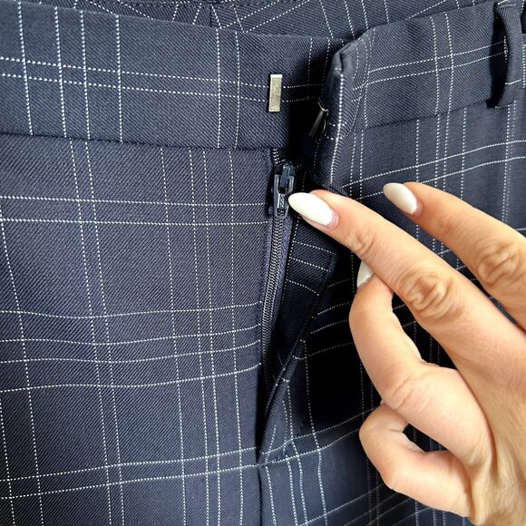 Banana Republic Logan Trouser-Fit Wool-Blend Pant Career Size 8S Blue Plaid - Picture 5 of 16